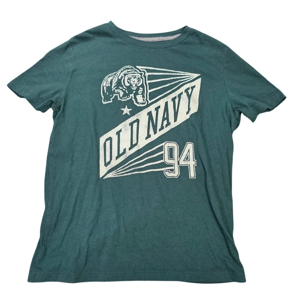 Old Navy Bear Graphic T-Shirt Boy's Size‎ L 10-12 Forest Green Vintage 94